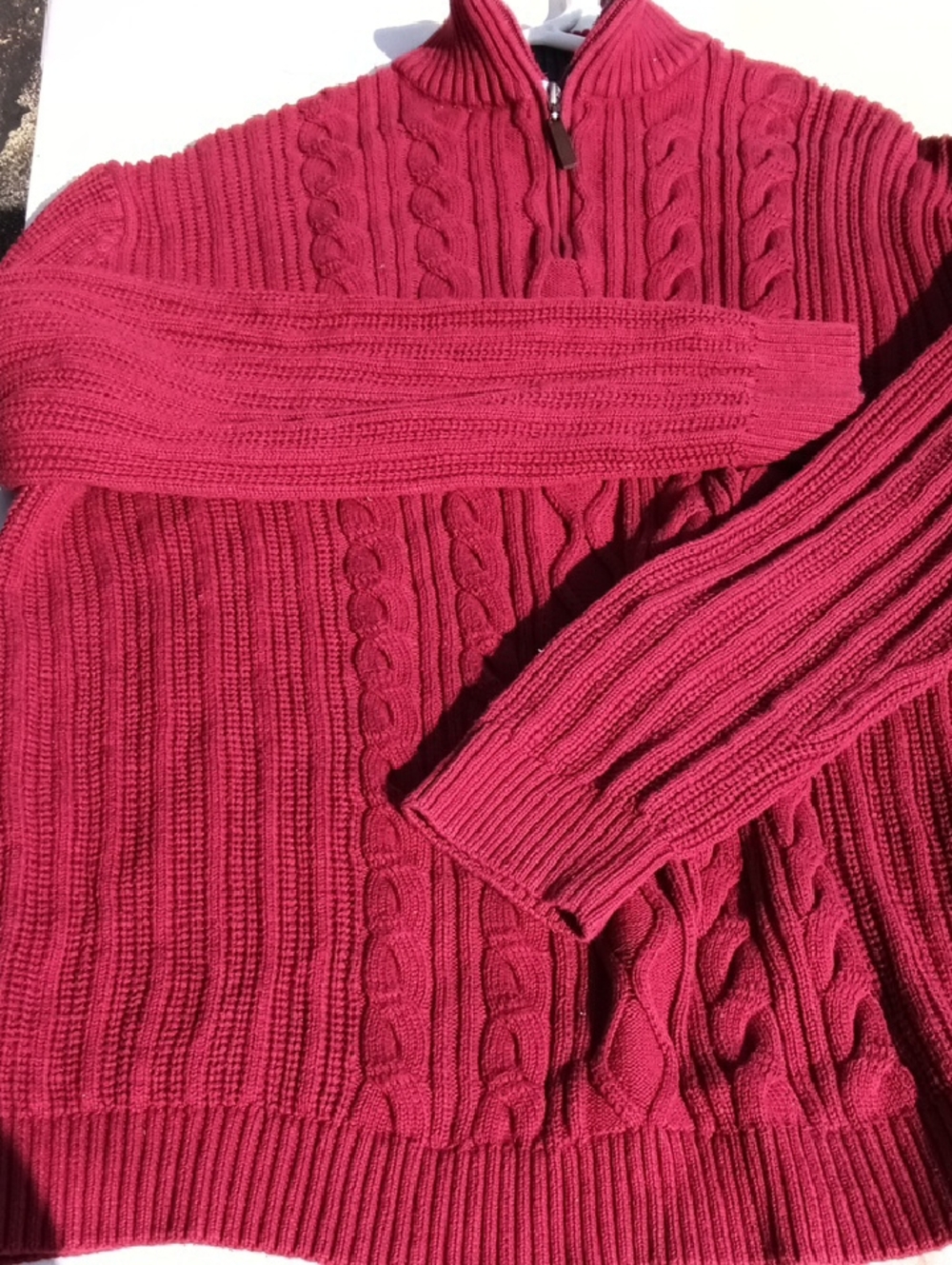 Tasso Elba Cable Knit Half-Zip Sweater in Raspberry